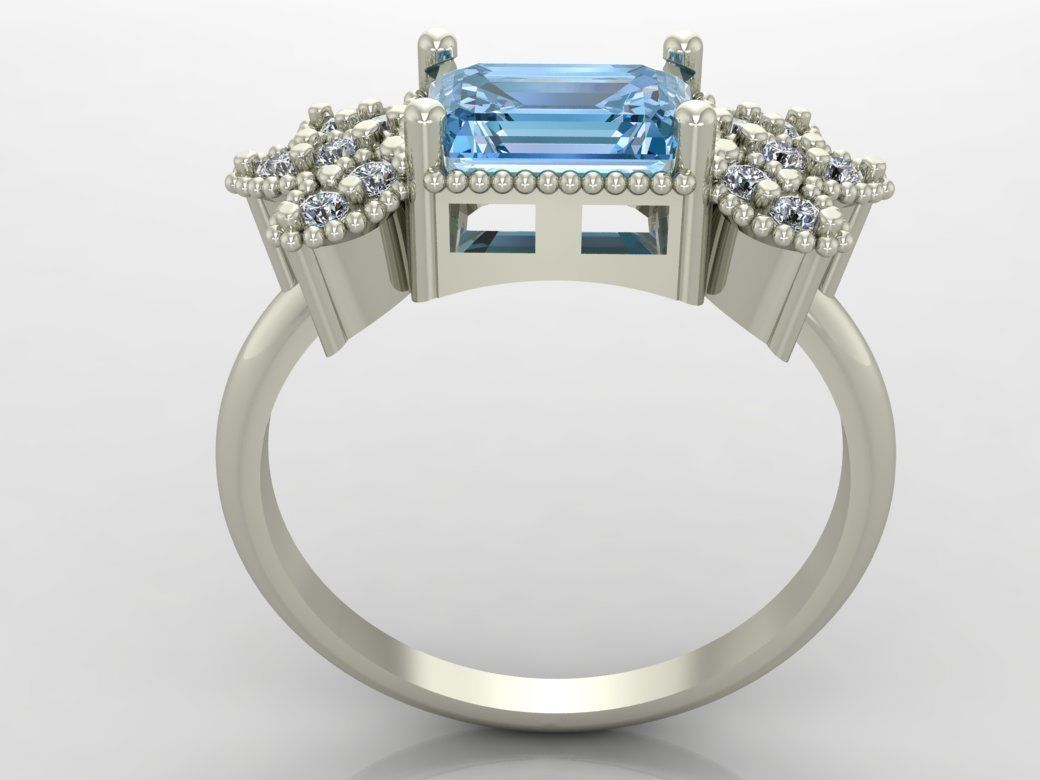 Ring 3D Print 3D print model 3D print model aquamarine and di... 3D print model_3