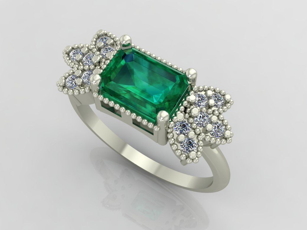 Ring 3D Print 3D print model 3D print model aquamarine and di... 3D print model_4