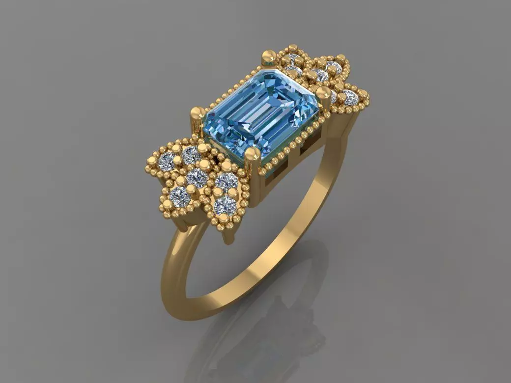 Ring 3D Print 3D print model 3D print model aquamarine and di... 3D print model_0