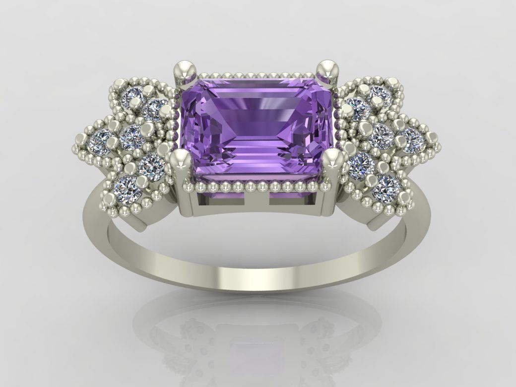 Ring 3D Print 3D print model 3D print model aquamarine and di... 3D print model_2