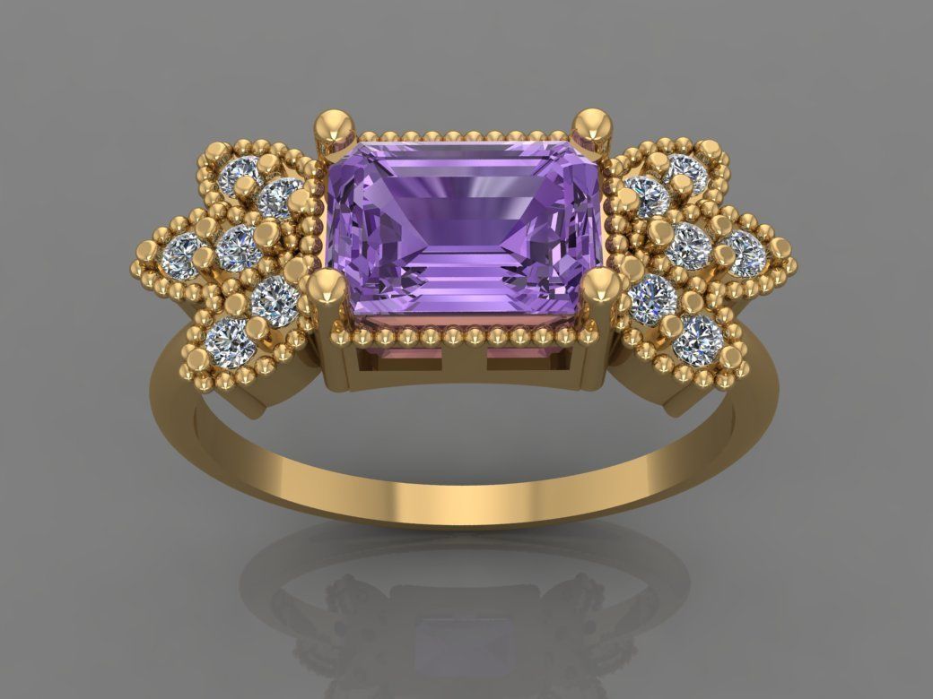 Ring 3D Print 3D print model 3D print model aquamarine and di... 3D print model_1