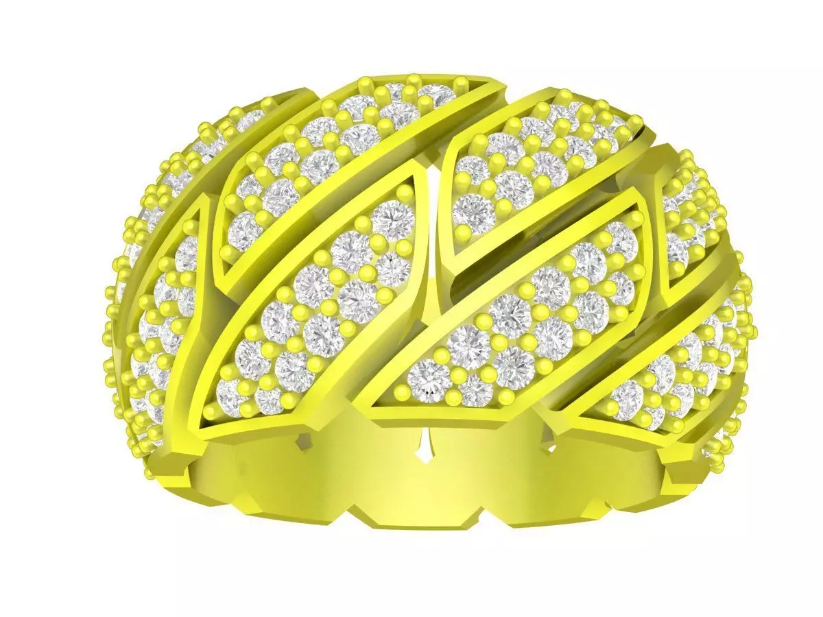 Luxury Pave Leaf Pattern Wide Band Ring for Men 4324 3D print model