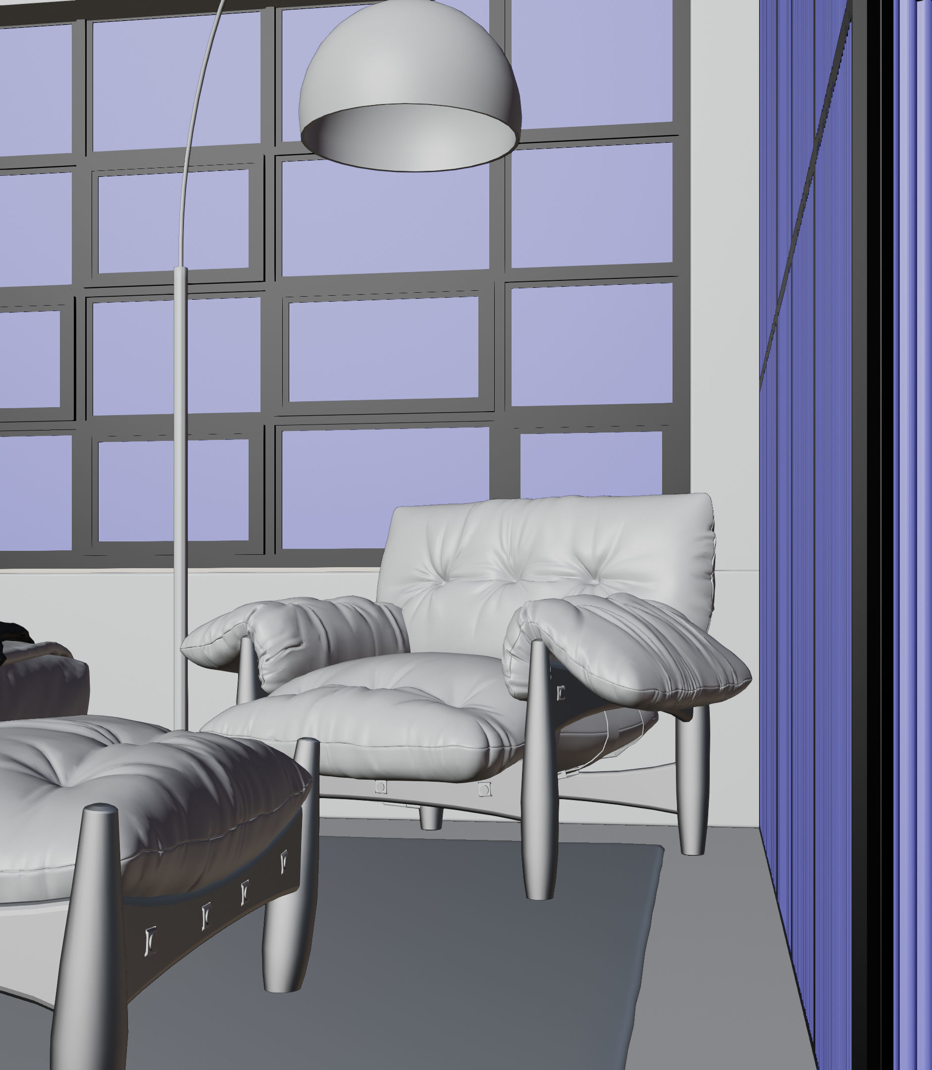 Living room with Bedroom scene in native blend file  3D model_18