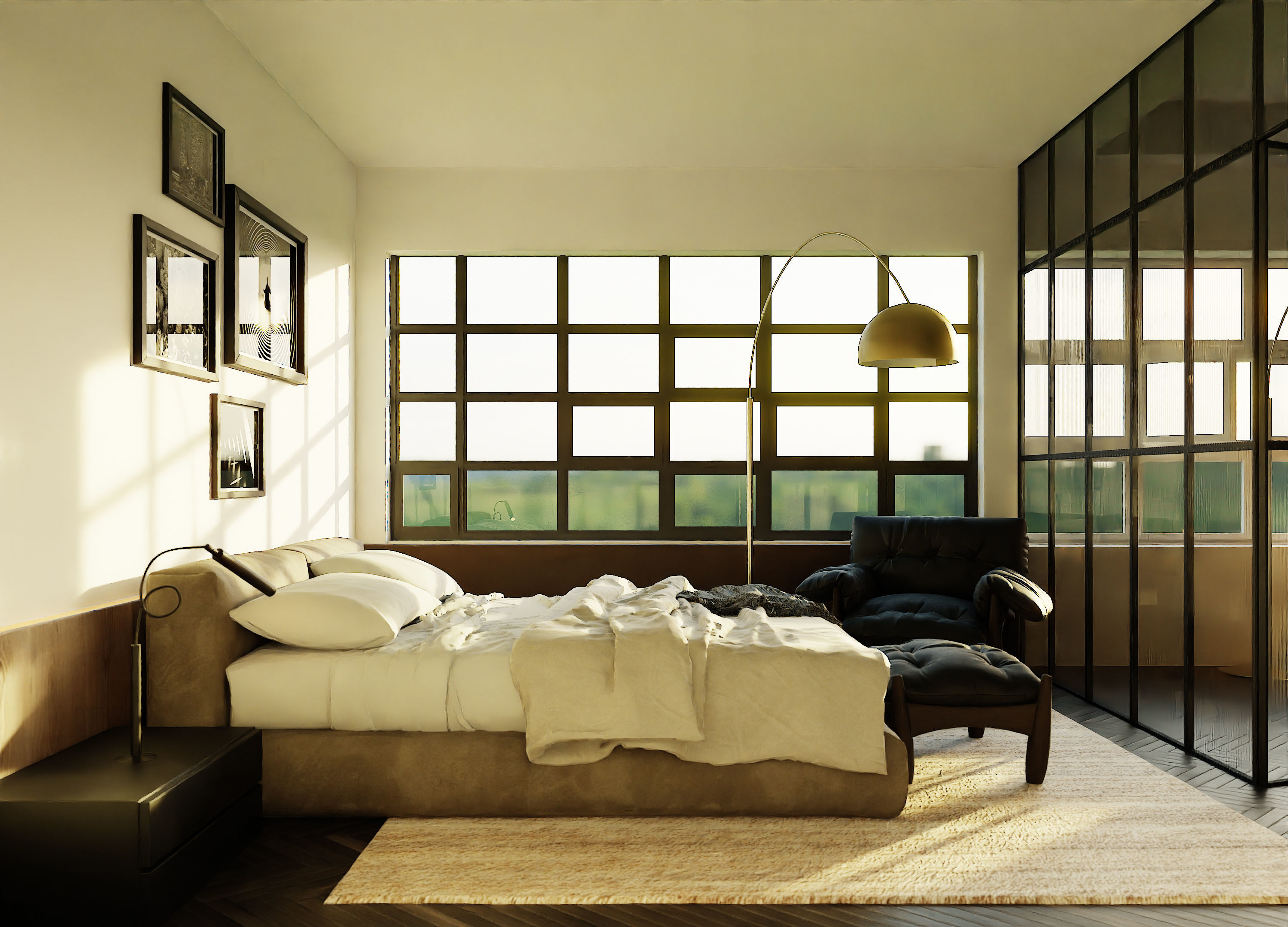 Living room with Bedroom scene in native blend file  3D model_5