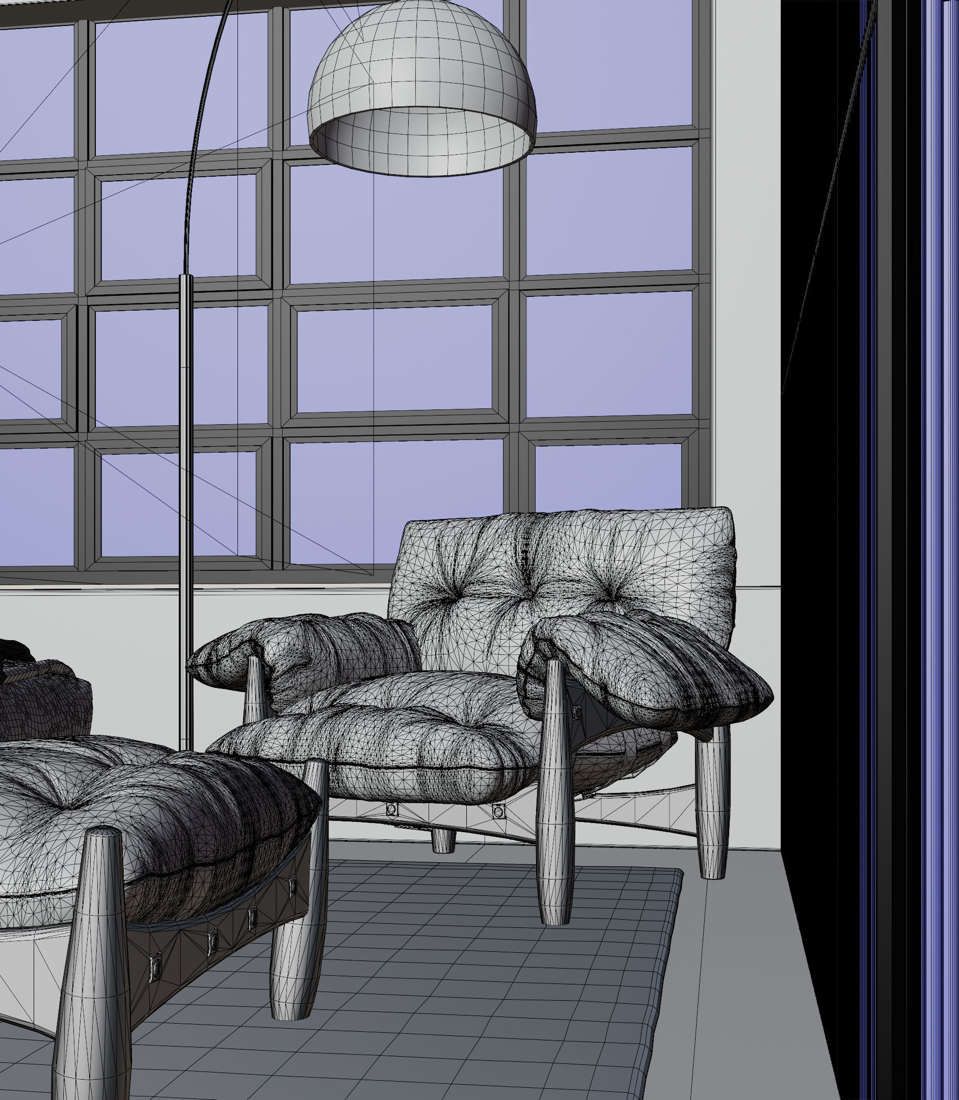 Living room with Bedroom scene in native blend file  3D model_17