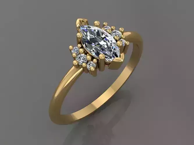 Ring 3D Print 3D print model 3D print model topaz and diamond engagement