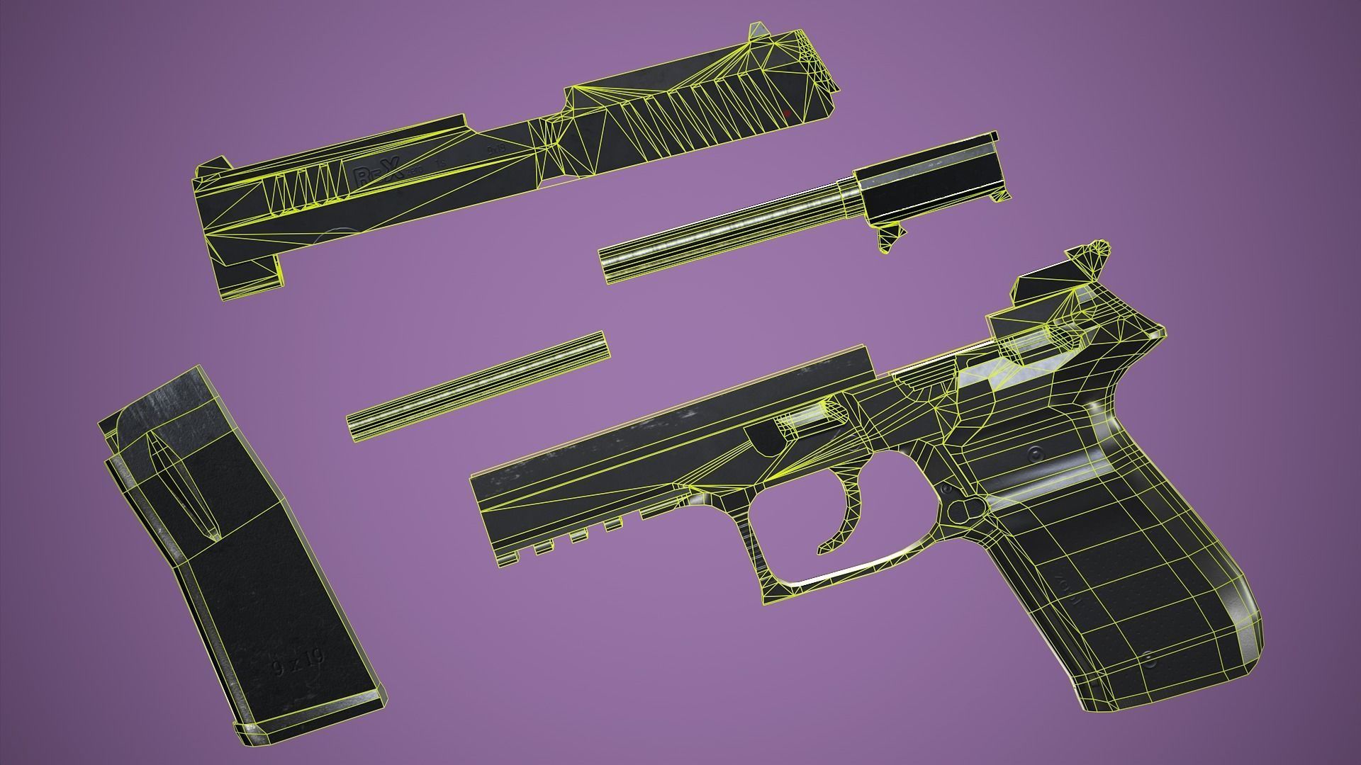 Arex Zero 1 Pistol Low-poly 3D model_6
