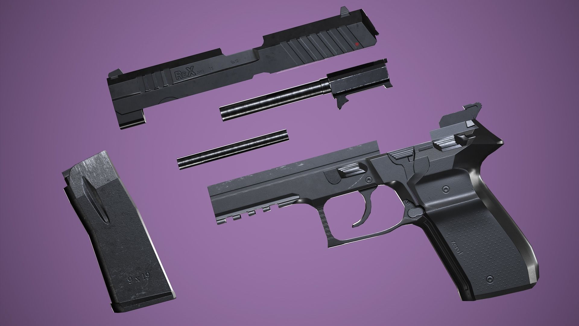 Arex Zero 1 Pistol Low-poly 3D model_2