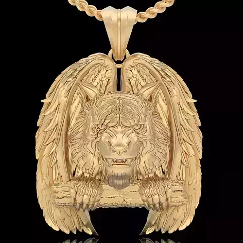 Tiger wings pendant  gold printable jewelry 3D model