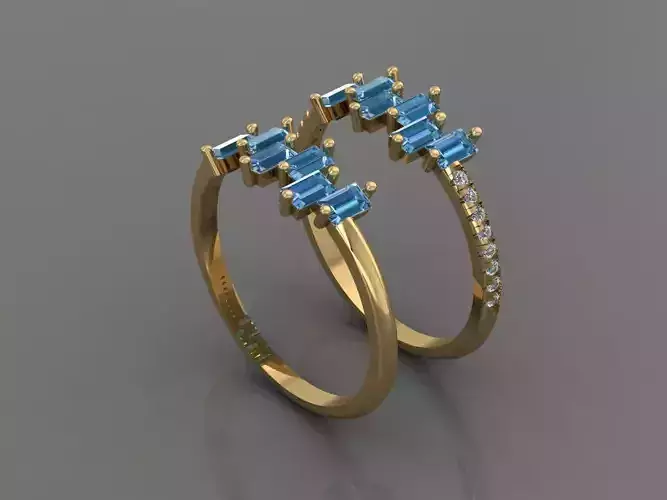 Ring 3D Print 3D print model 3D print model two gold rings with topaz stones