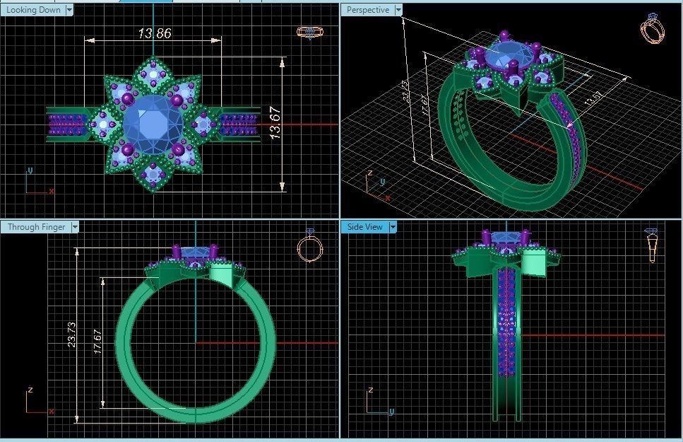 Ring 3D Print 3D print model 3D print model gold with diamond... 3D print model_5