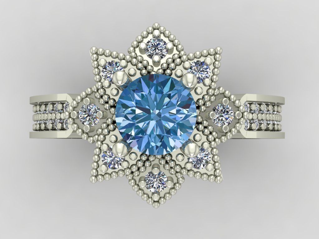 Ring 3D Print 3D print model 3D print model gold with diamond... 3D print model_4