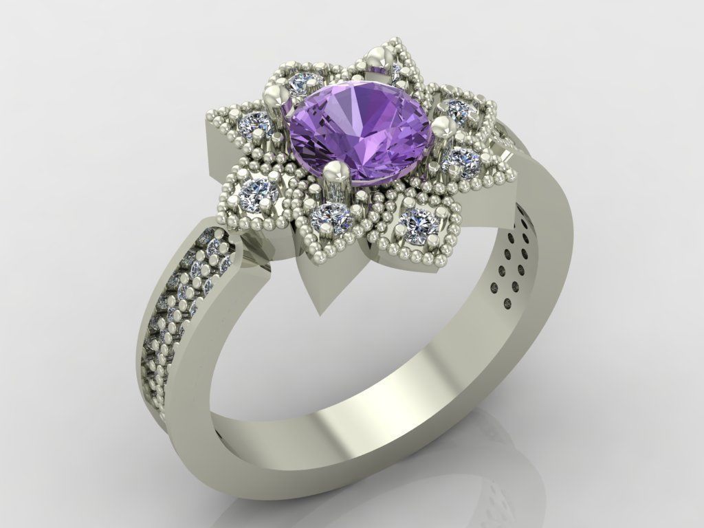 Ring 3D Print 3D print model 3D print model gold with diamond... 3D print model_3