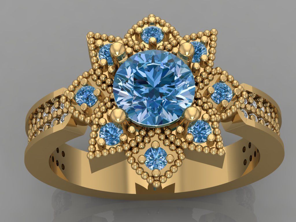 Ring 3D Print 3D print model 3D print model gold with diamond... 3D print model_1