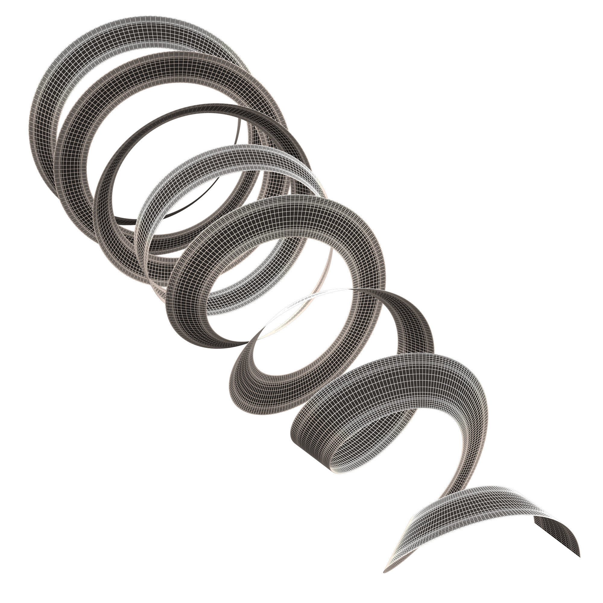 Curly Ribbon Low-poly 3D model_11