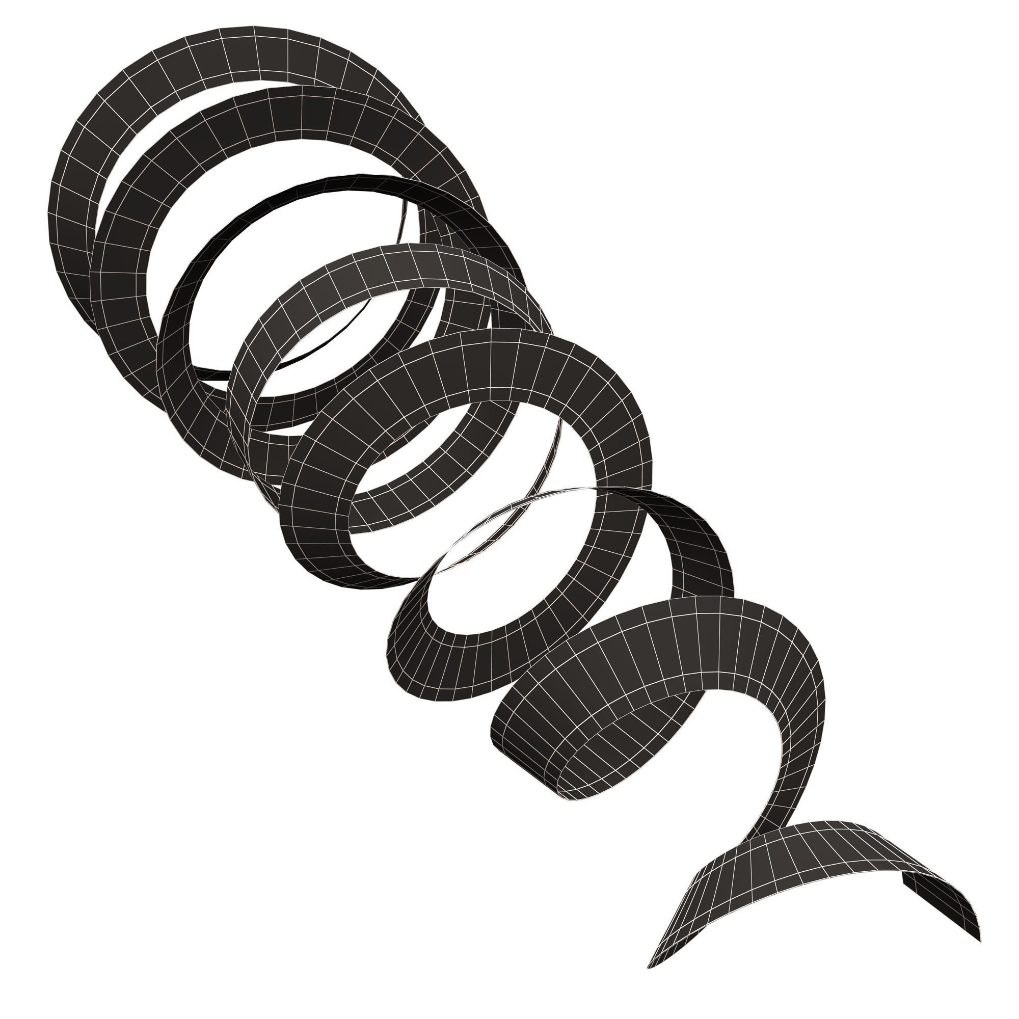 Curly Ribbon Low-poly 3D model_17