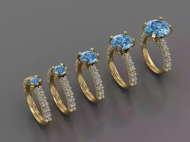 Ring 3D Print 3D print model 3D print model four gold rings with topaz and diamonds