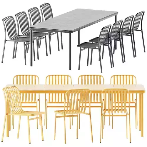 BANGI R220 Table and KANO Stackable Chair by BABEL D