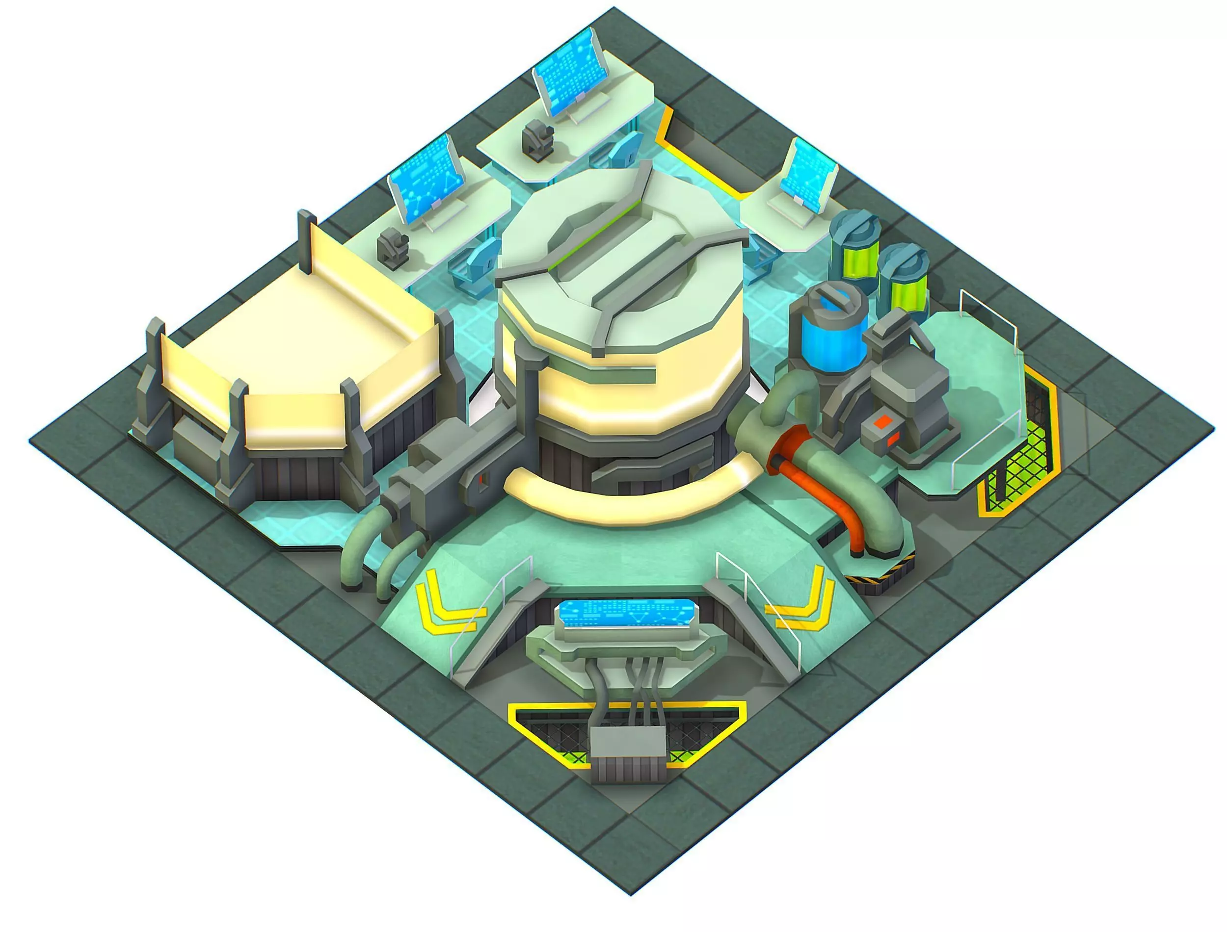 isometrical Underground Chemical Lab Room 3 Low-poly 3D model_0