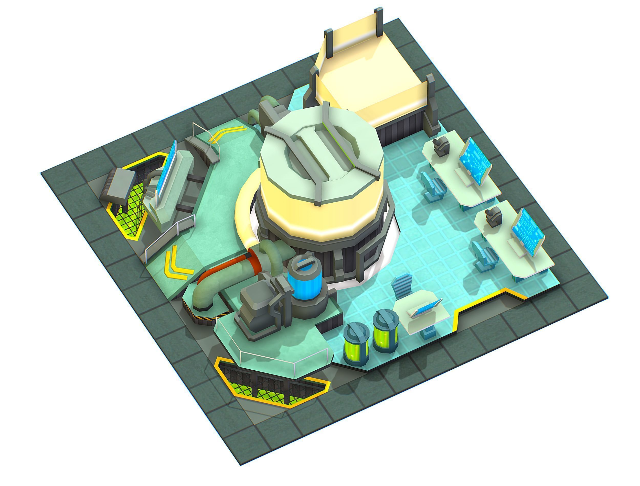 isometrical Underground Chemical Lab Room 3 Low-poly 3D model_4