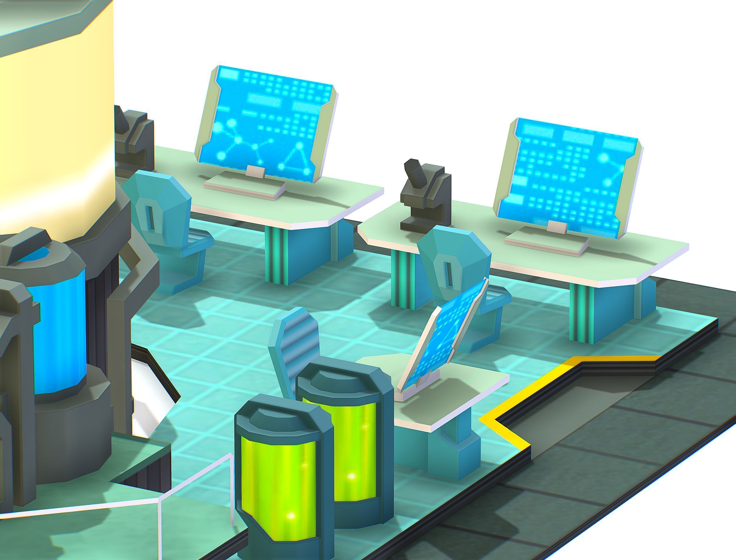 isometrical Underground Chemical Lab Room 3 Low-poly 3D model_14