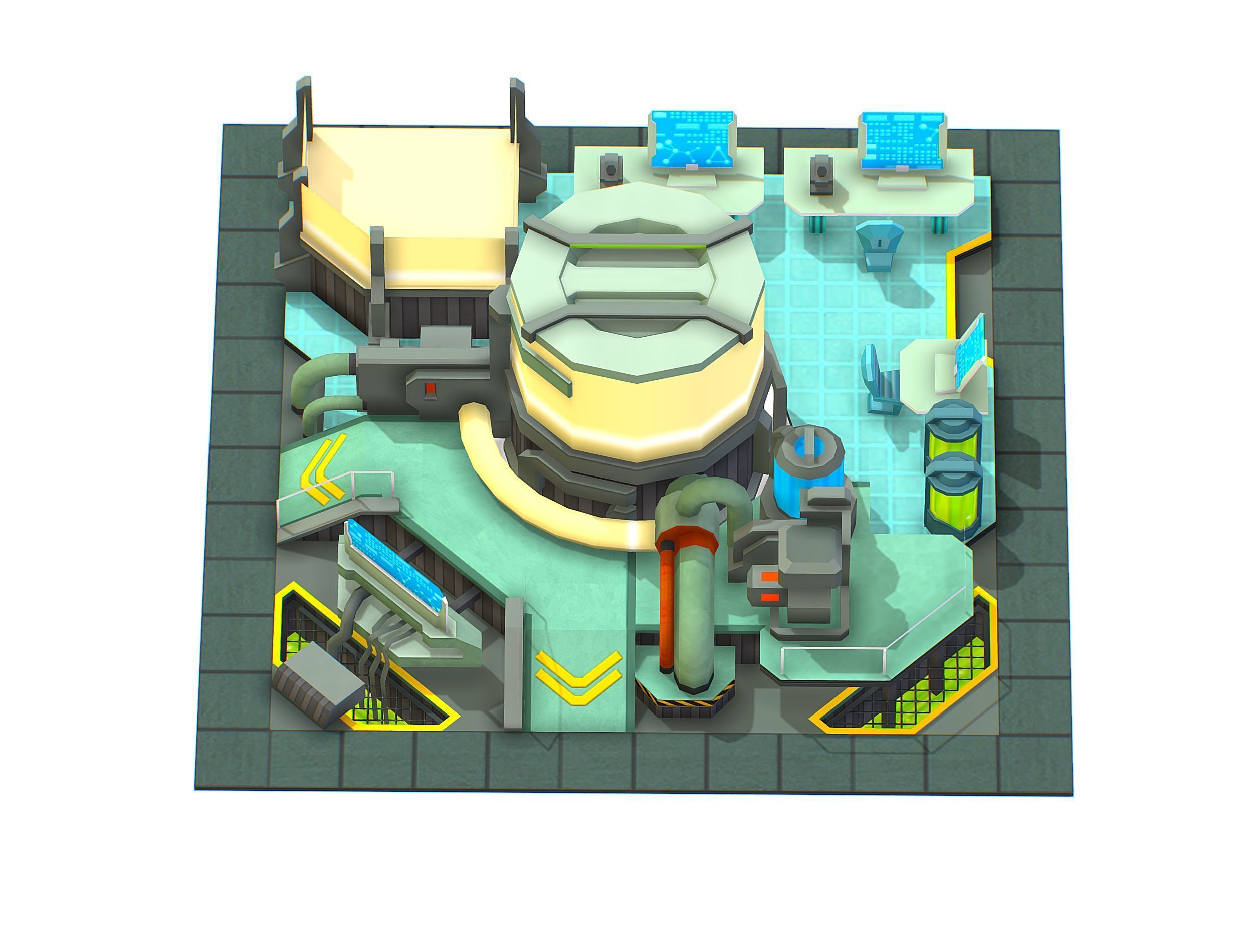 isometrical Underground Chemical Lab Room 3 Low-poly 3D model_2