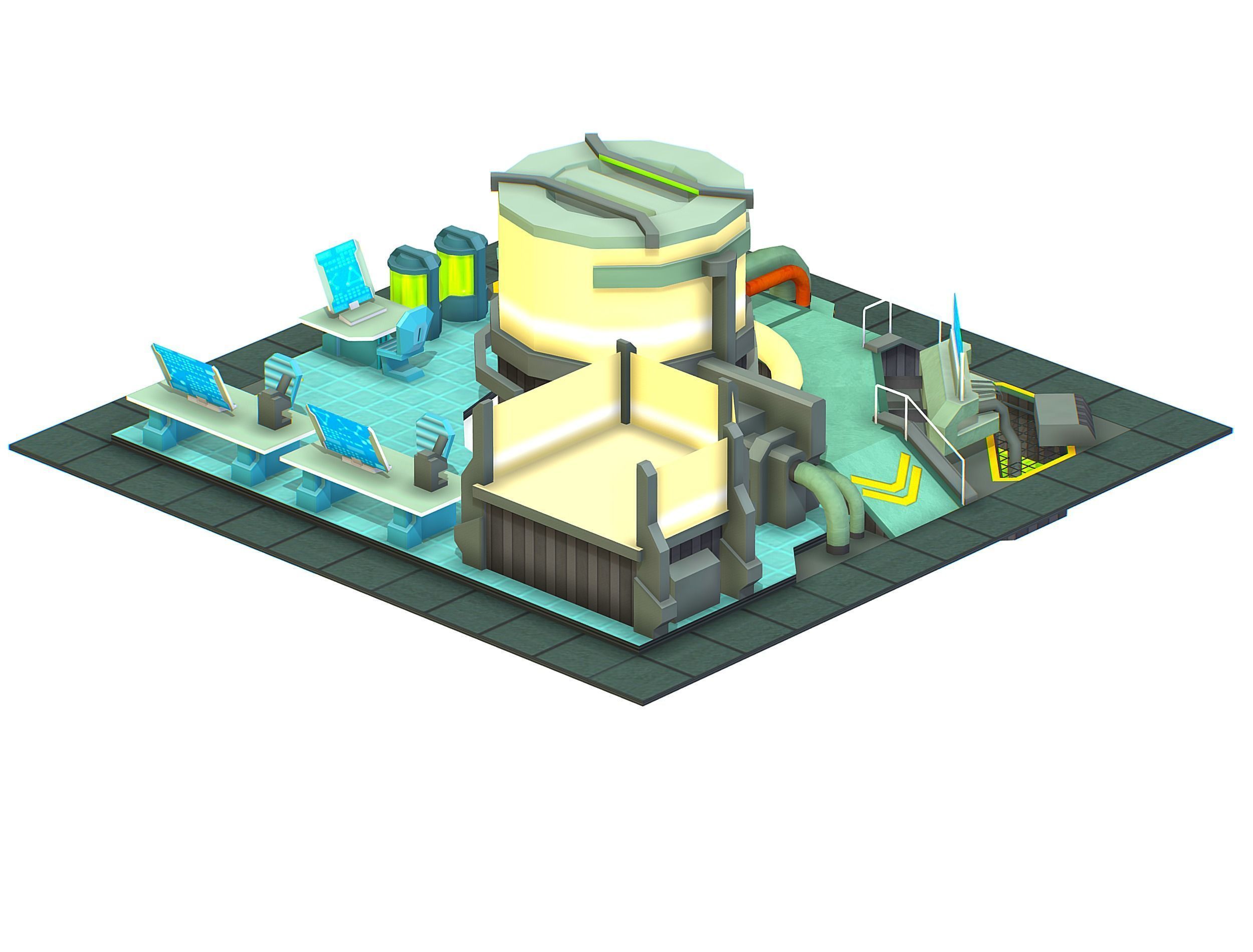 isometrical Underground Chemical Lab Room 3 Low-poly 3D model_9