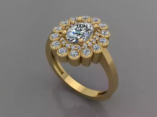 Ring 3D Print 3D print model 3D print model amethyst and diamond