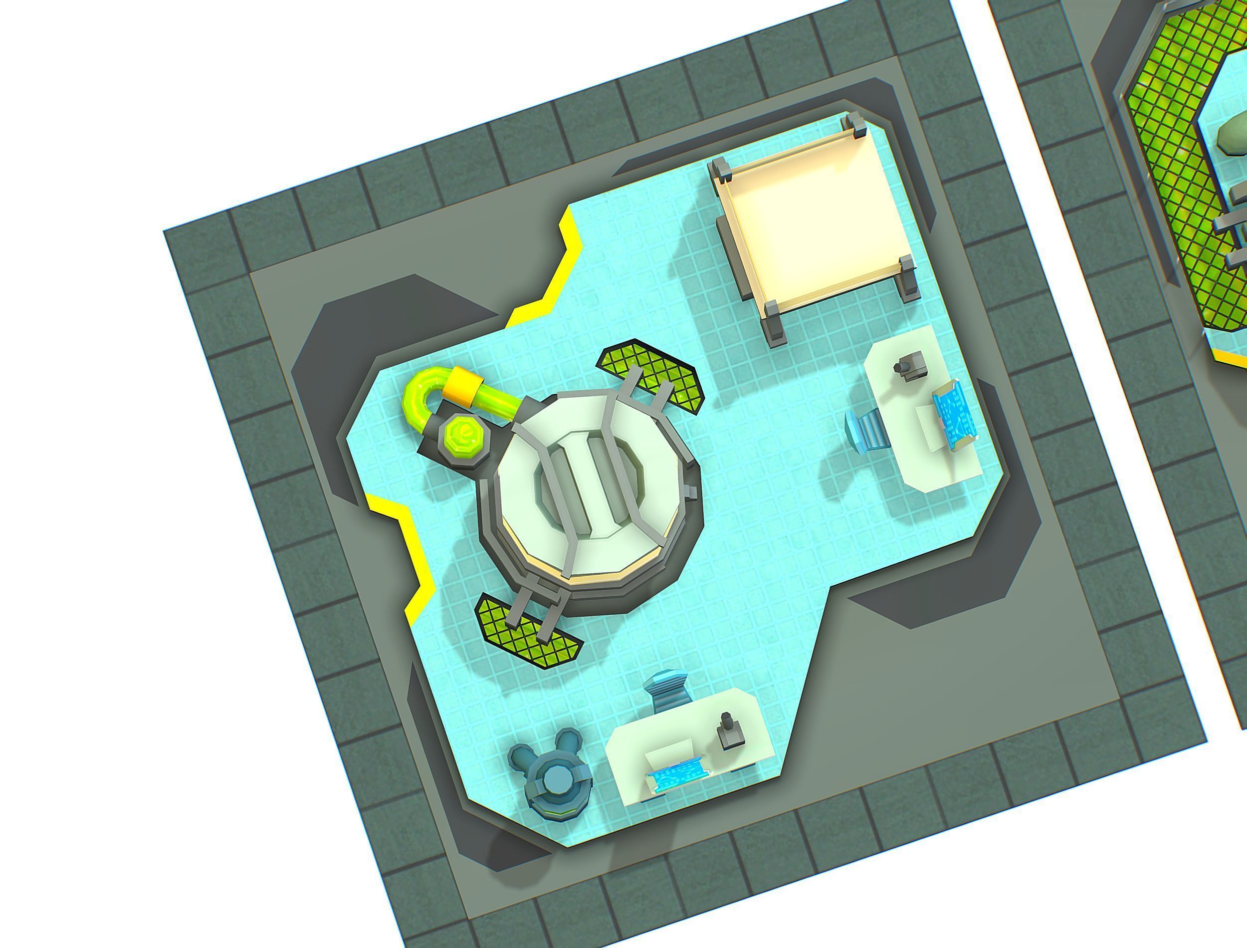 isometrical Underground Chemical Lab Room All  Low-poly 3D model_21