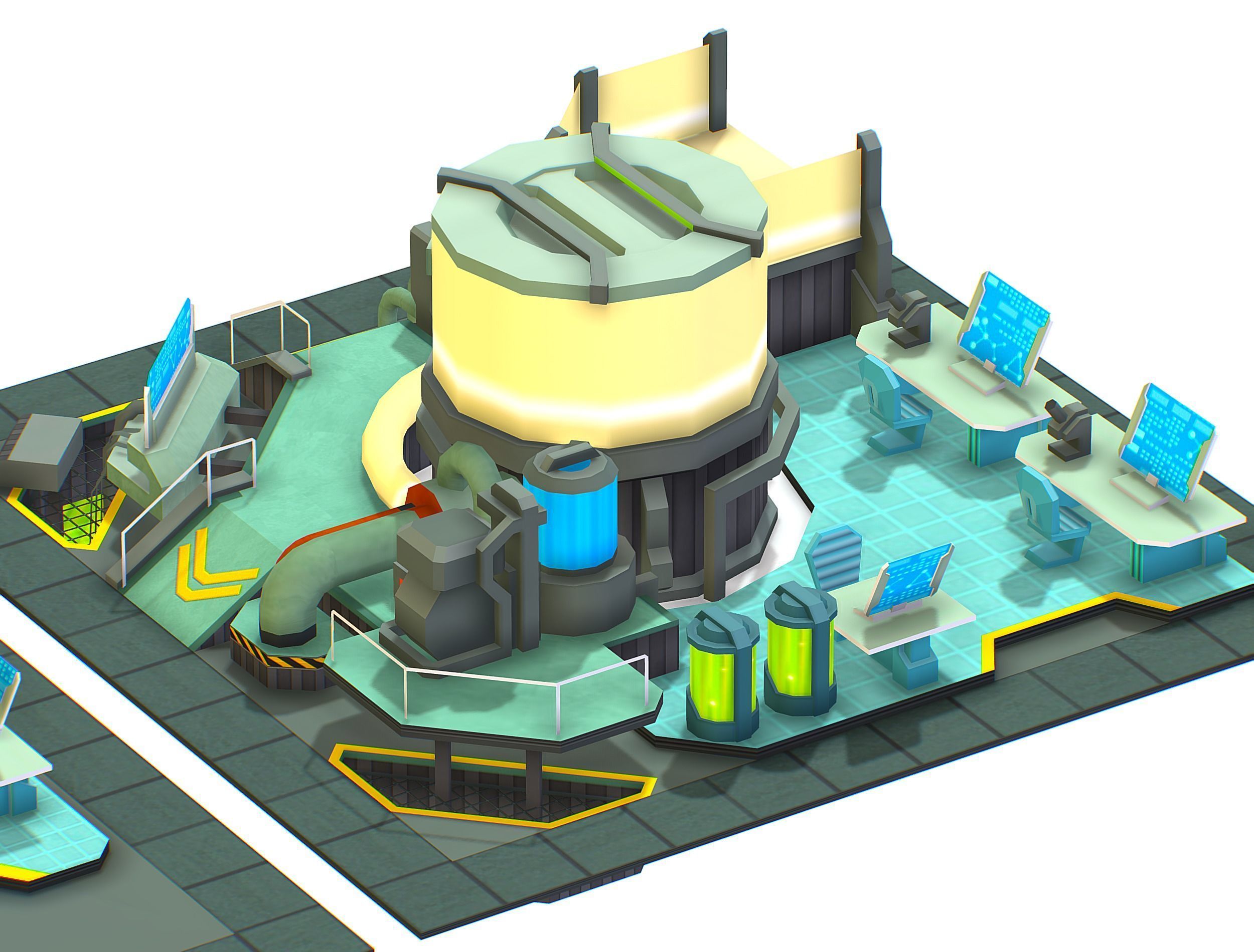 isometrical Underground Chemical Lab Room All  Low-poly 3D model_10