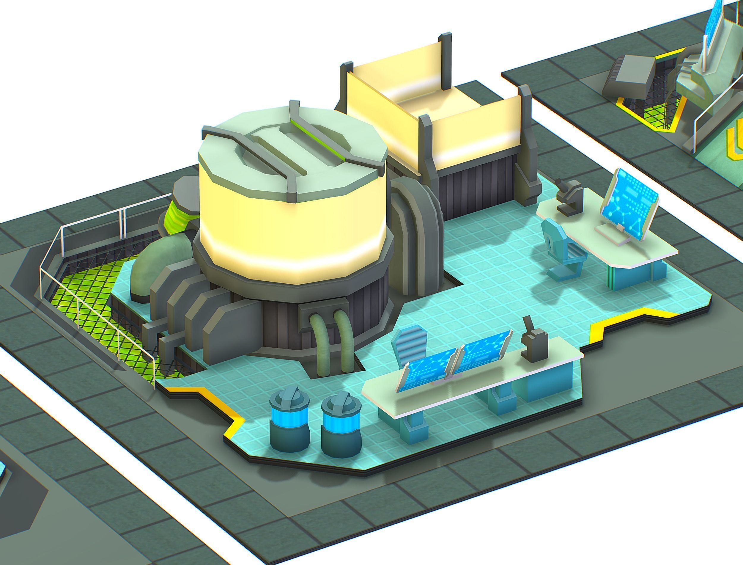 isometrical Underground Chemical Lab Room All  Low-poly 3D model_11
