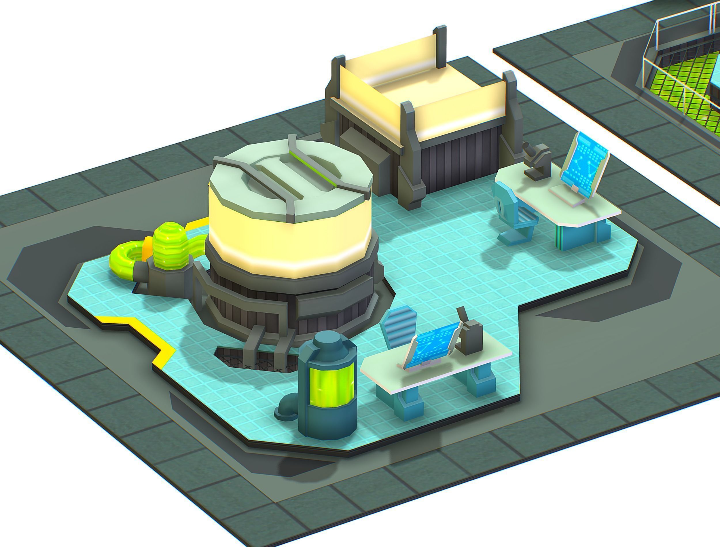 isometrical Underground Chemical Lab Room All  Low-poly 3D model_12