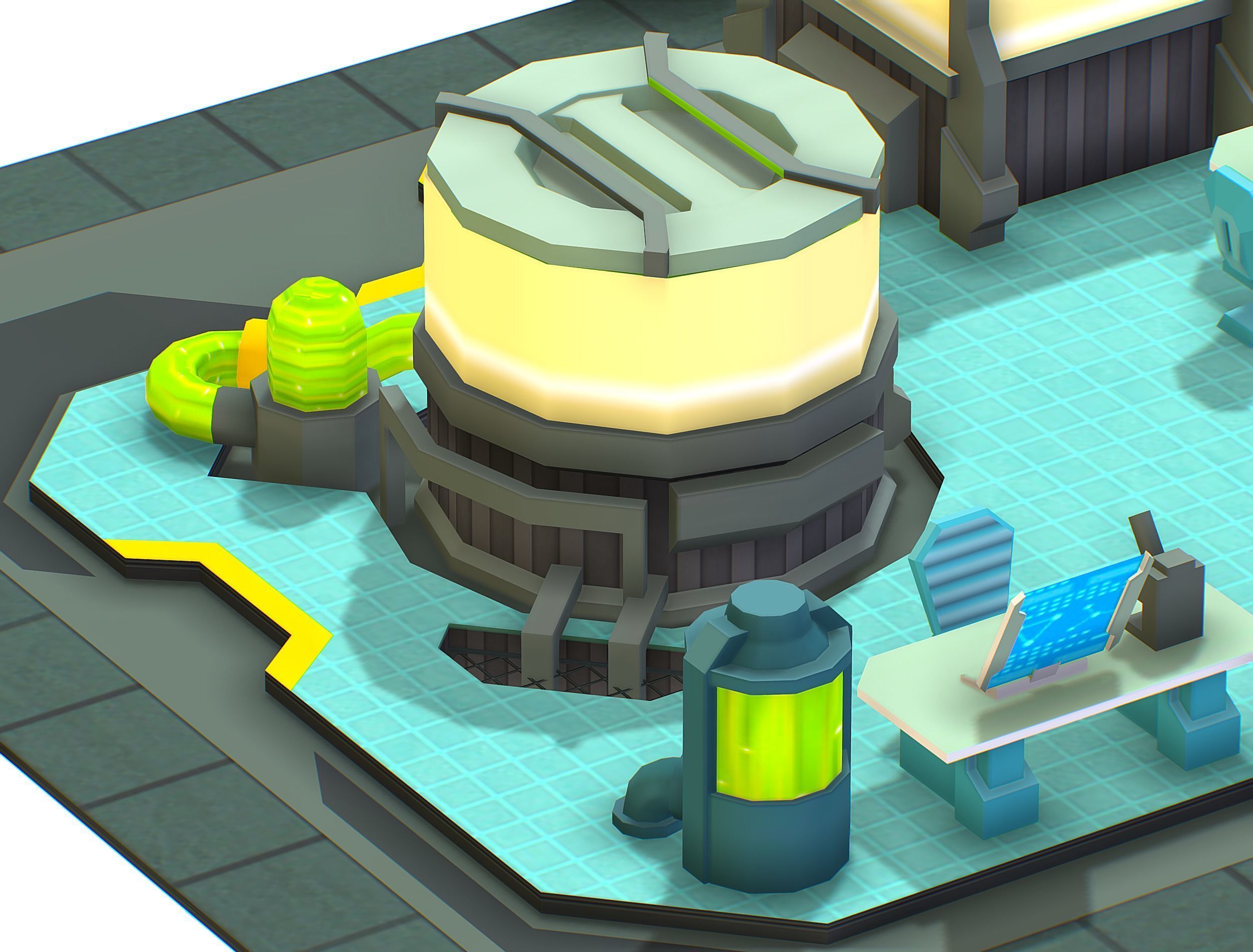 isometrical Underground Chemical Lab Room All  Low-poly 3D model_13
