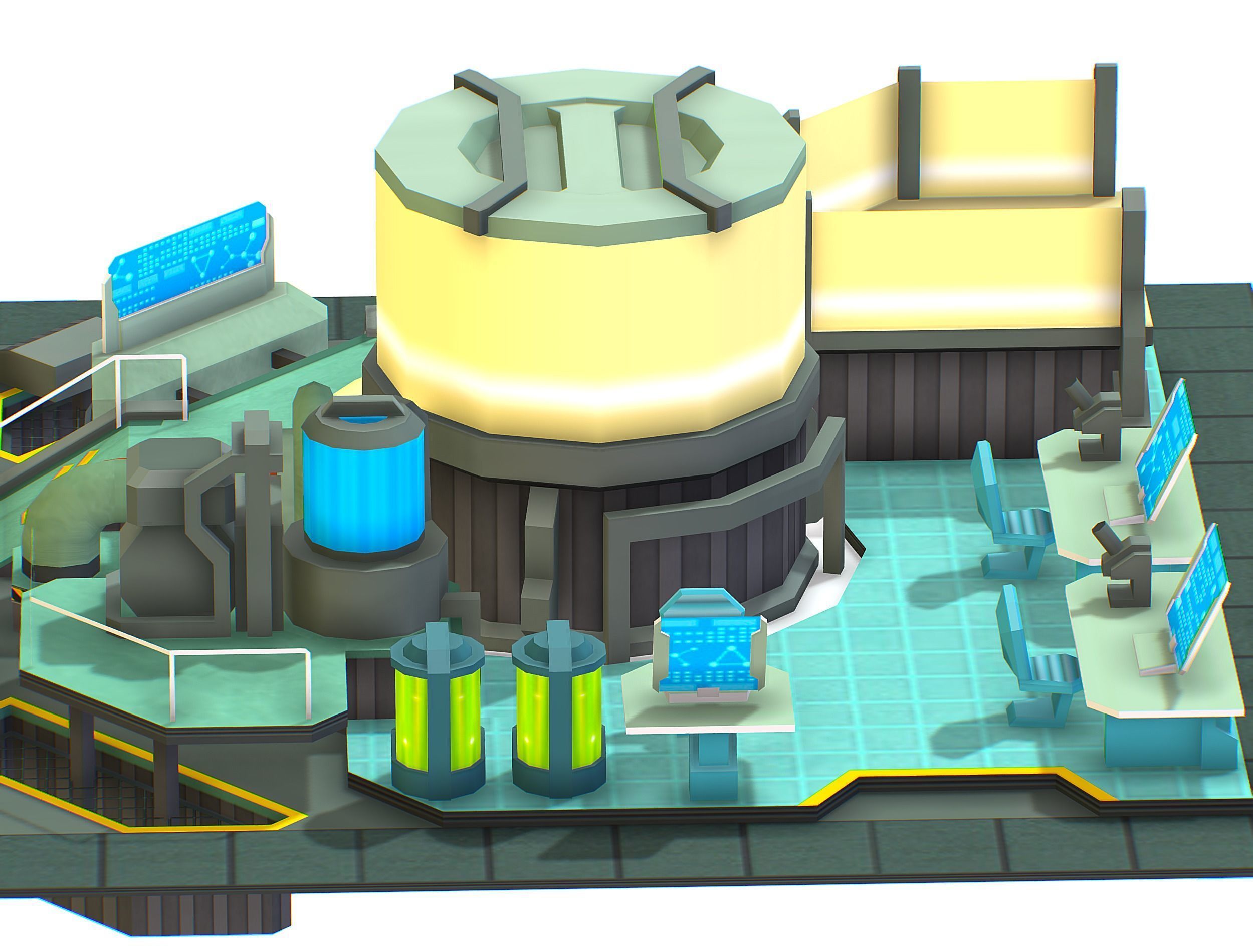 isometrical Underground Chemical Lab Room All  Low-poly 3D model_16