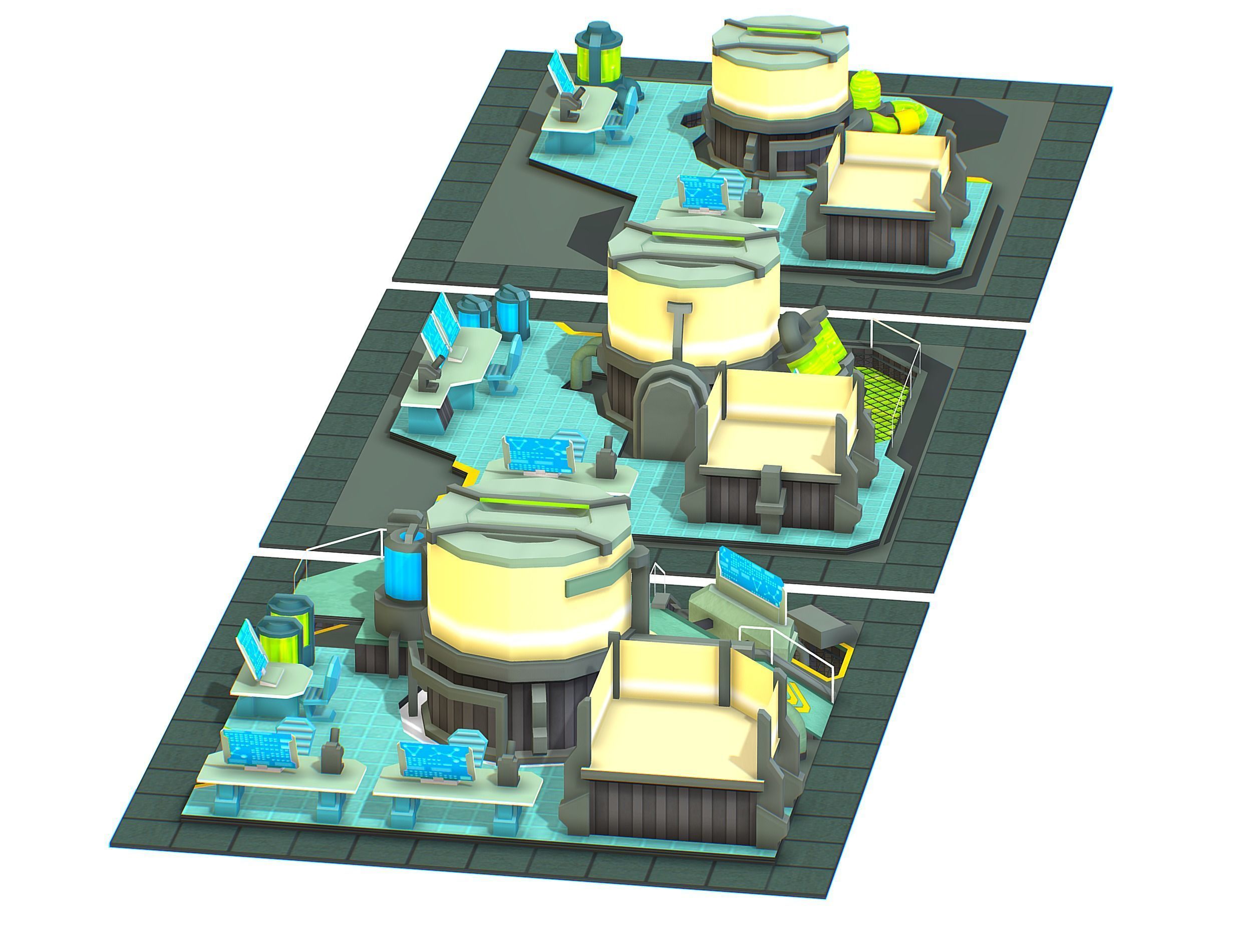 isometrical Underground Chemical Lab Room All  Low-poly 3D model_6