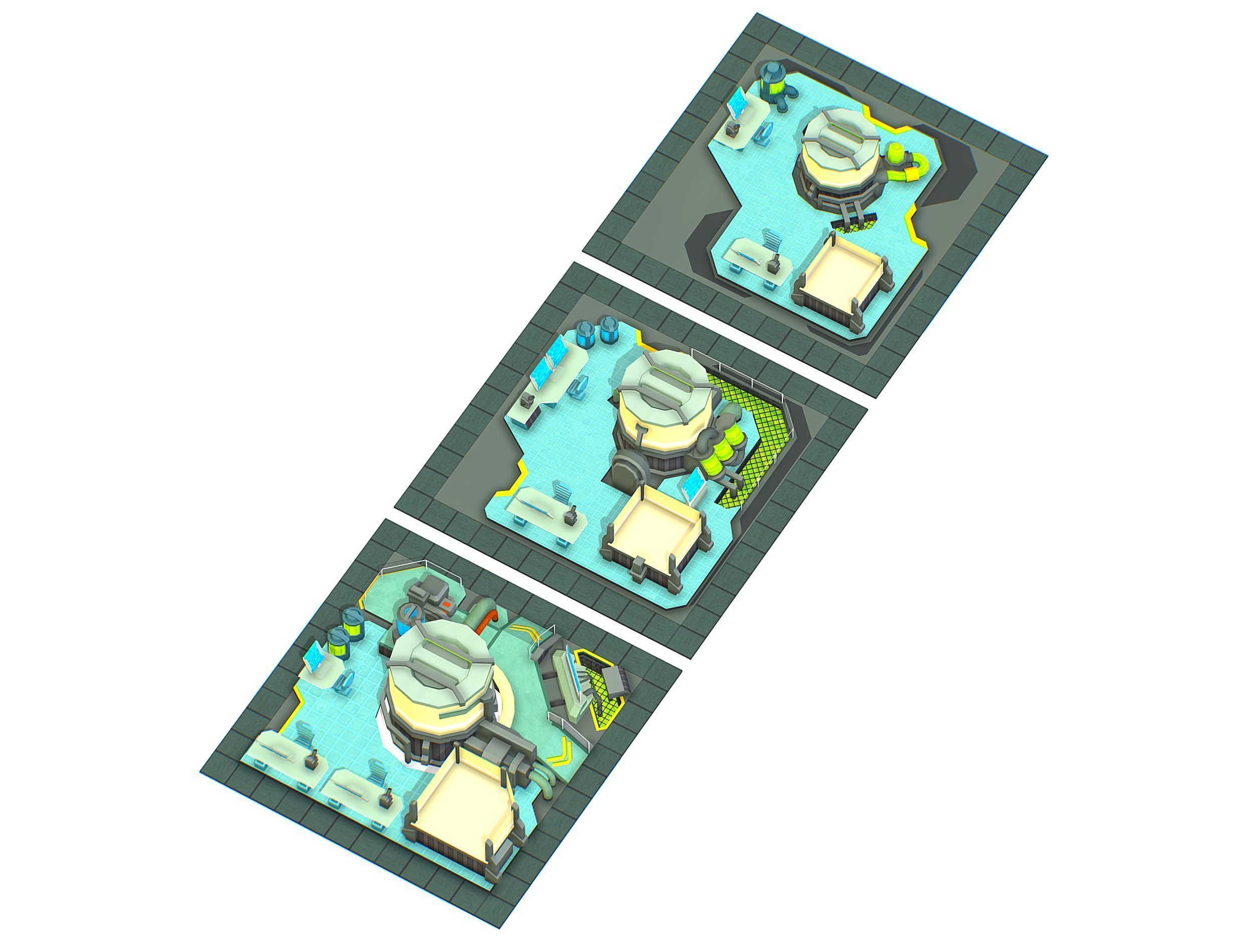 isometrical Underground Chemical Lab Room All  Low-poly 3D model_1