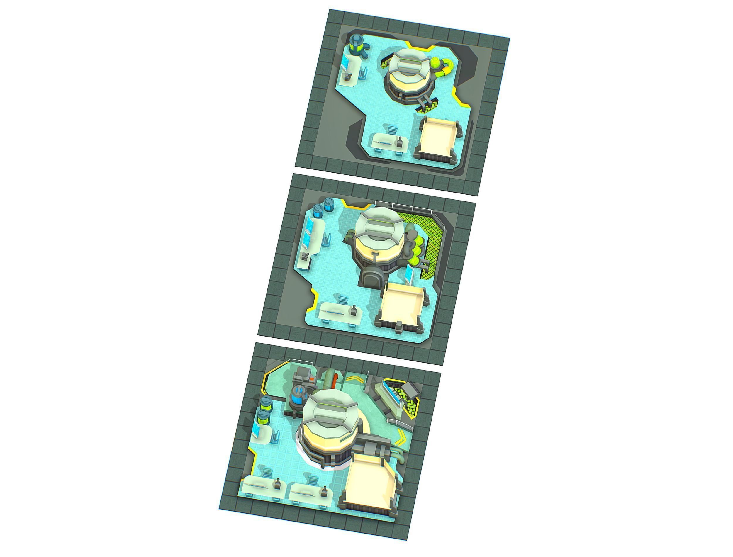 isometrical Underground Chemical Lab Room All  Low-poly 3D model_2