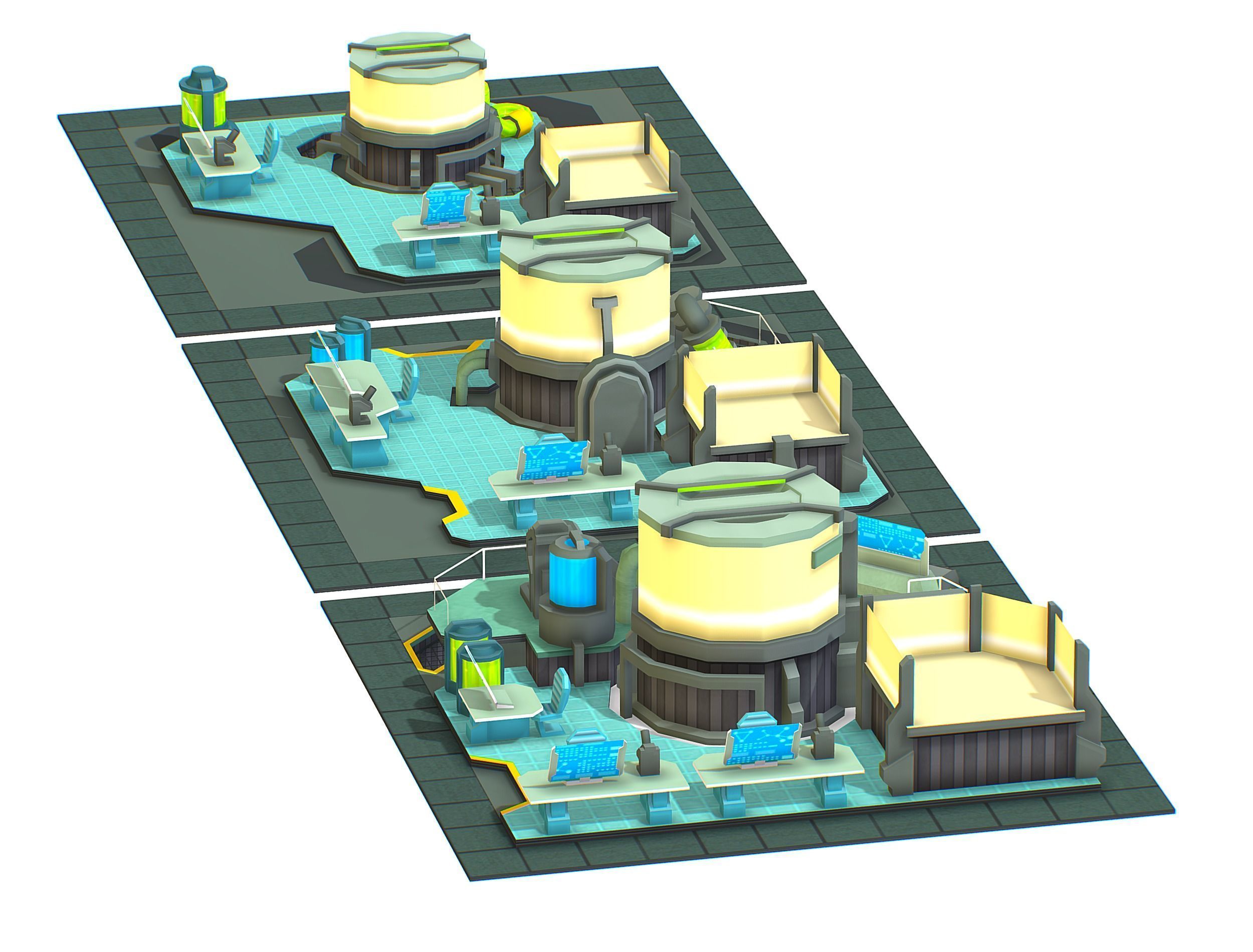 isometrical Underground Chemical Lab Room All  Low-poly 3D model_7