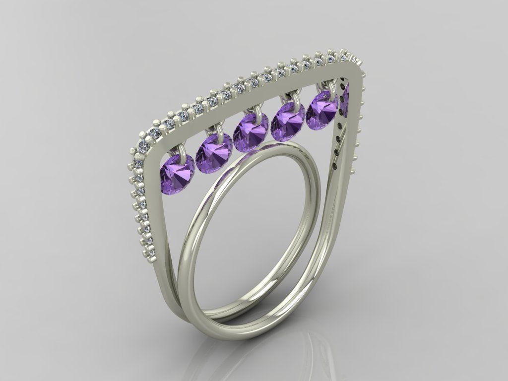 Ring 3D Print 3D print model 3D print model gold with diamonds 3D print model_3