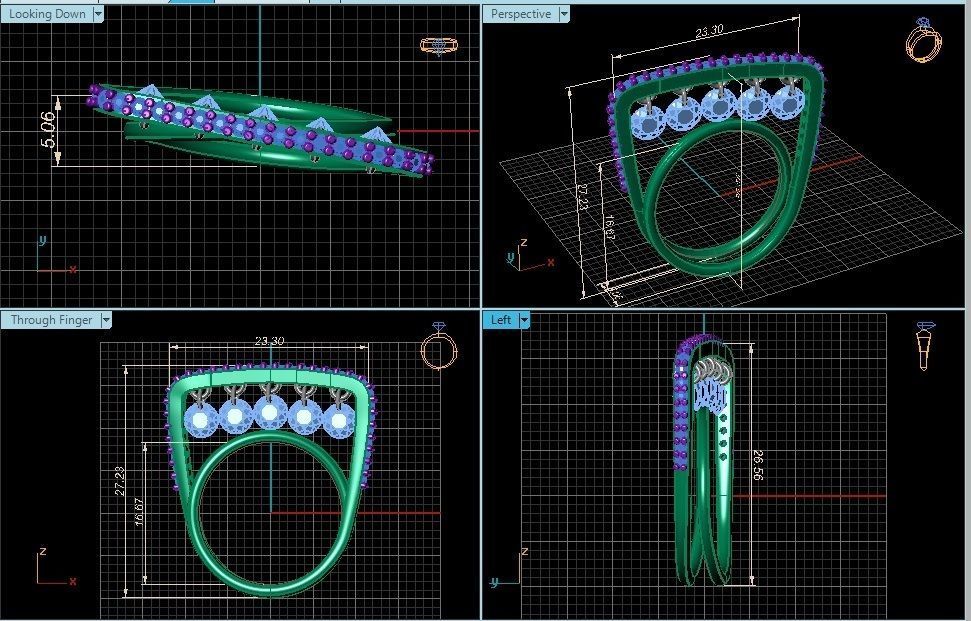 Ring 3D Print 3D print model 3D print model gold with diamonds 3D print model_4