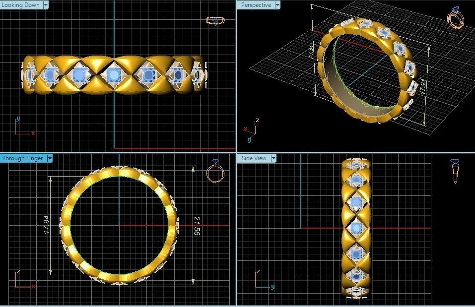 Ring 3D Print 3D print model 3D print model gold with diamonds 3D print model_5