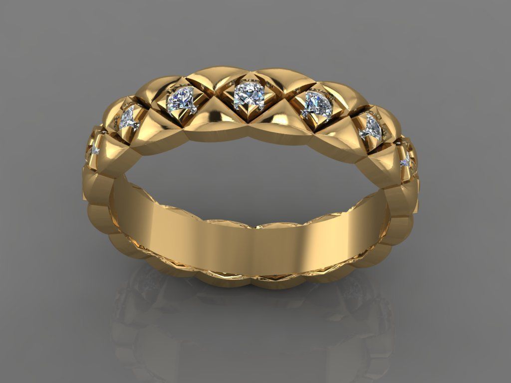Ring 3D Print 3D print model 3D print model gold with diamonds 3D print model_1