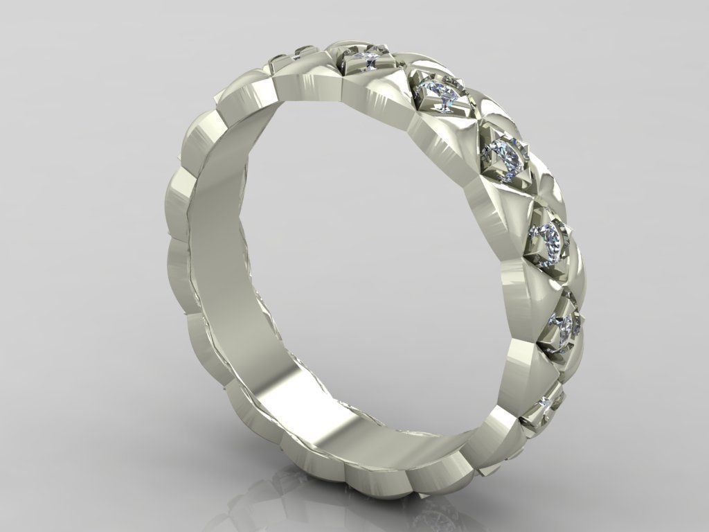 Ring 3D Print 3D print model 3D print model gold with diamonds 3D print model_2