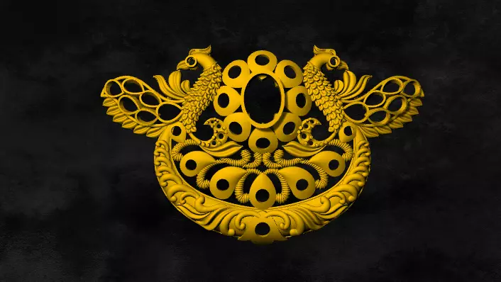 locket ornate gold logo 3D print model_0