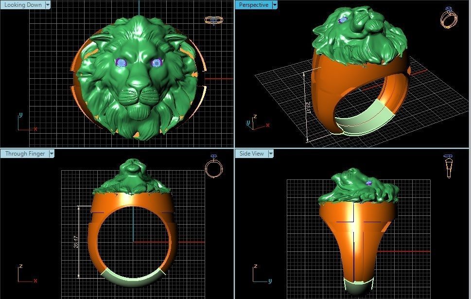 Ring 3D Print 3D print model 3D print model gold lion head 3D print model_2