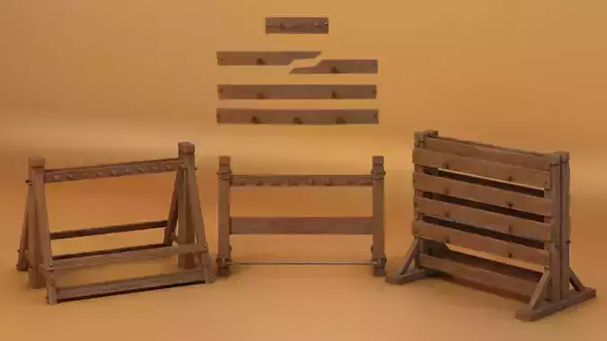 Medieval Weapon Racks Free low-poly 3D model