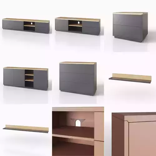 Modern furniture set Free low-poly 3D model