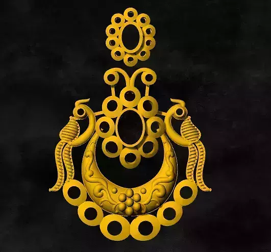 locket ornate golden earring