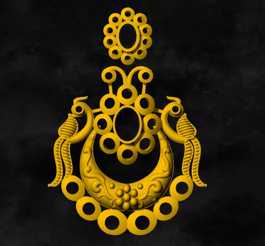 locket ornate golden earring 3D print model_0