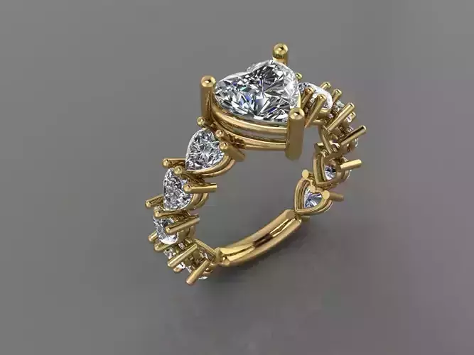 Ring 3D Print 3D print model 3D print model heart shaped diamond engagement